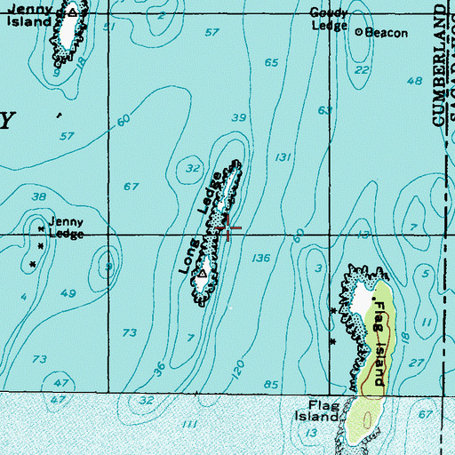 Topographic Map of Long Ledge, ME