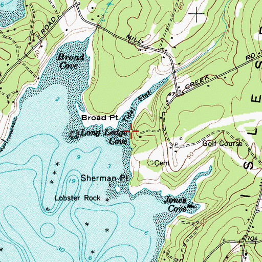 Topographic Map of Long Ledge Cove, ME