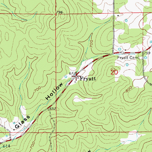 Topographic Map of Fryatt, AR