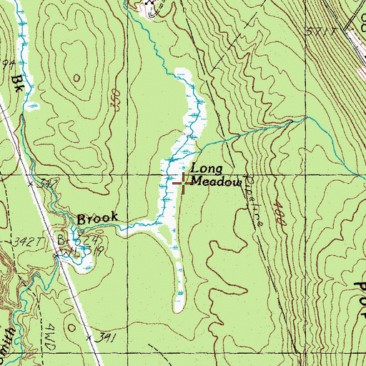 Topographic Map of Long Meadows, ME