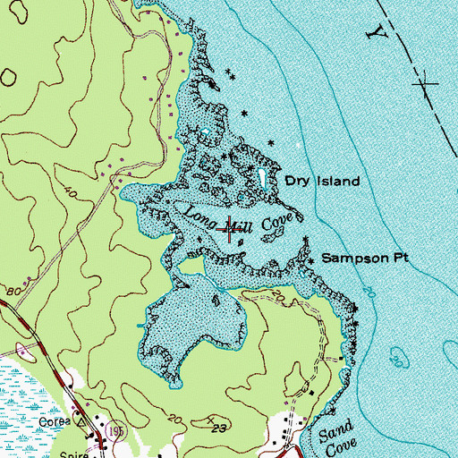 Topographic Map of Long Mill Cove, ME