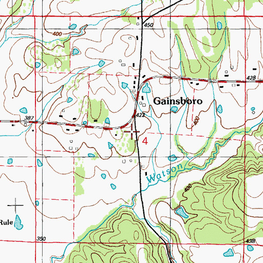Topographic Map of Gainsboro, AR