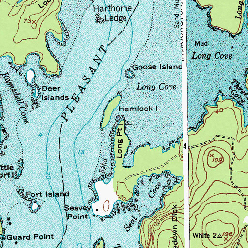 Topographic Map of Long Point, ME