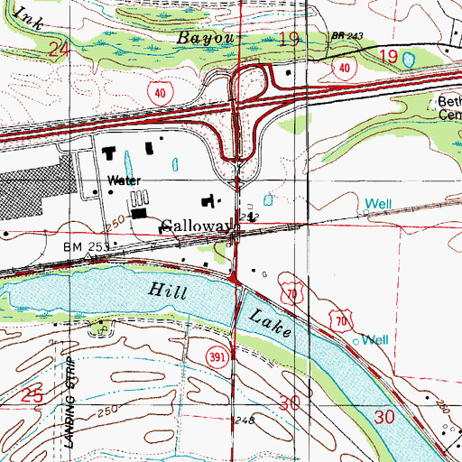 Topographic Map of Galloway, AR