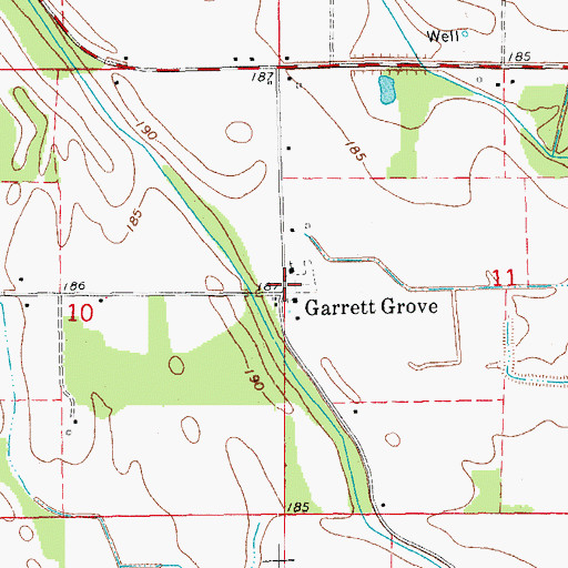 Topographic Map of Garrett Grove, AR