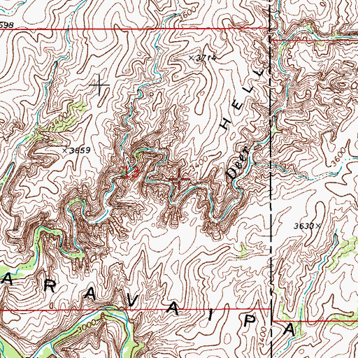 Topographic Map of Hell Hole Valley, AZ