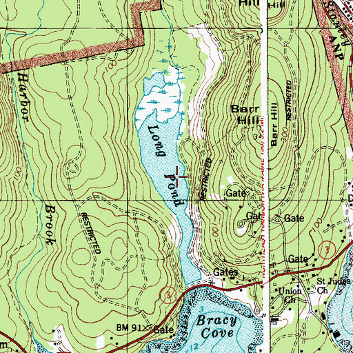 Topographic Map of Long Pond, ME
