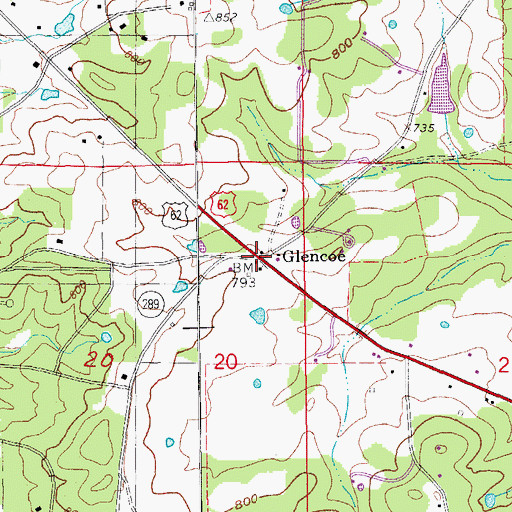 Topographic Map of Glencoe, AR