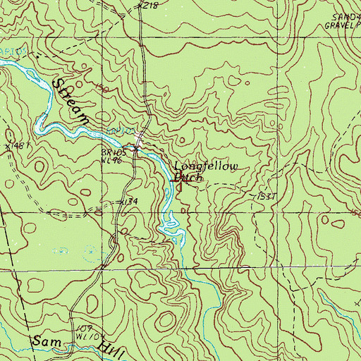 Topographic Map of Longfellow Pitch, ME