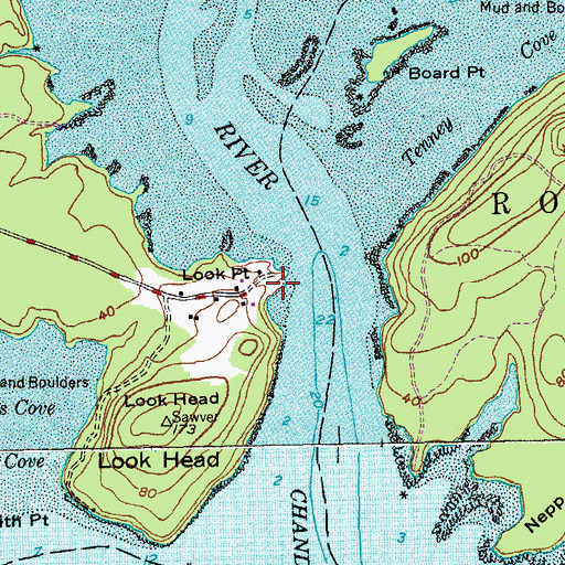 Topographic Map of Look Point, ME