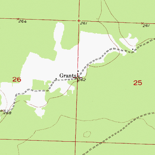 Topographic Map of Grants, AR