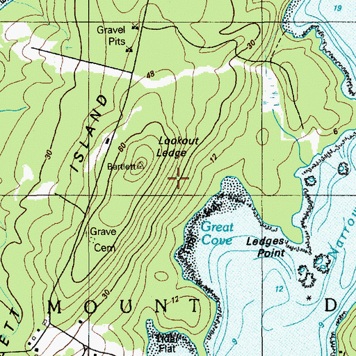Topographic Map of Lookout Ledge, ME