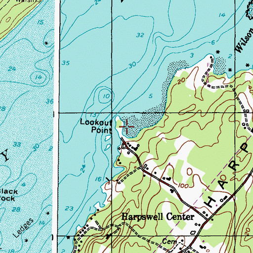 Topographic Map of Lookout Point, ME