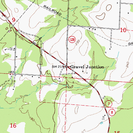 Topographic Map of Gravel Junction, AR