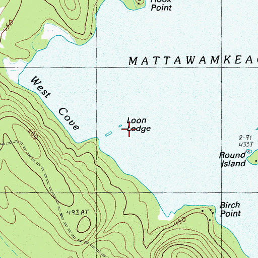 Topographic Map of Loon Ledge, ME