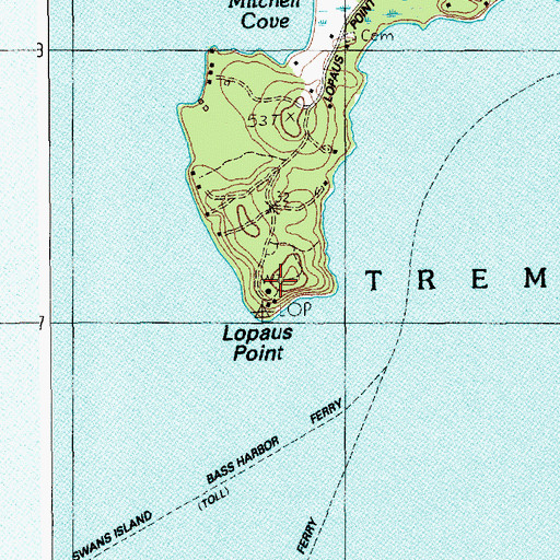 Topographic Map of Lopaus Point, ME