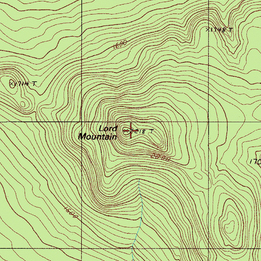 Topographic Map of Lord Mountain, ME