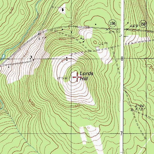 Topographic Map of Lords Hill, ME