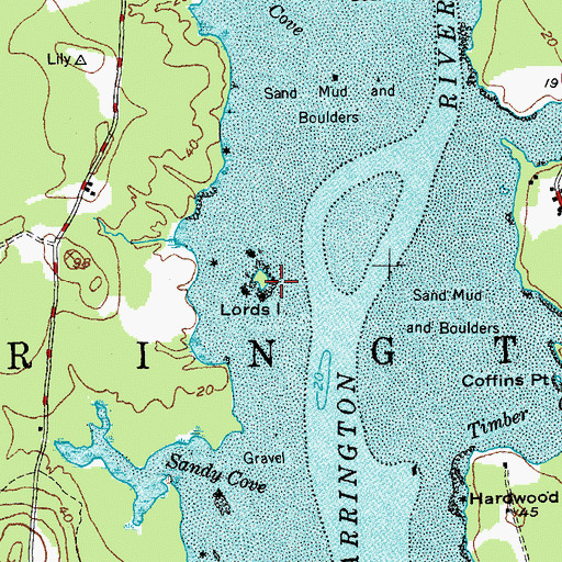 Topographic Map of Lords Island, ME