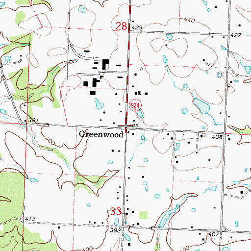 Topographic Map of Greenwood, AR