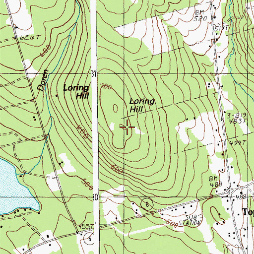Topographic Map of Loring Hill, ME