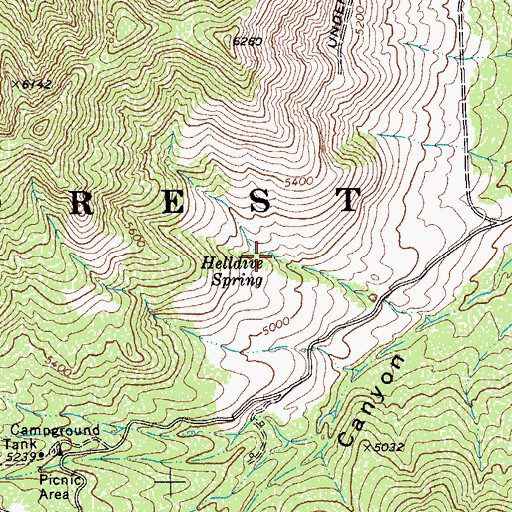 Topographic Map of Helldive Spring, AZ