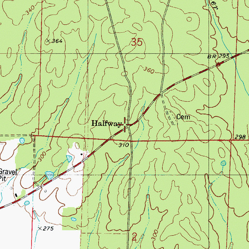 Topographic Map of Halfway, AR
