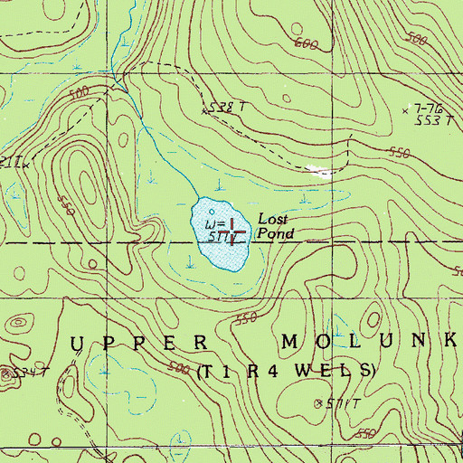 Topographic Map of Lost Pond, ME