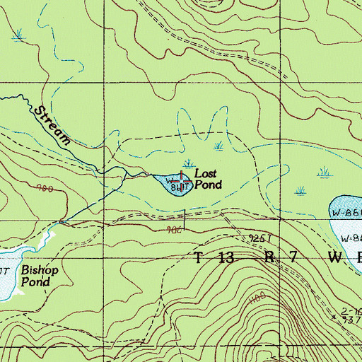 Topographic Map of Lost Pond, ME
