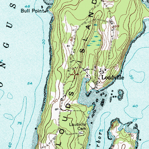 Topographic Map of Louds Island, ME
