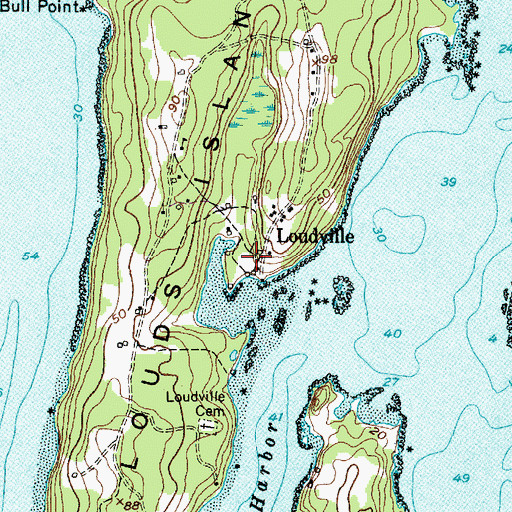 Topographic Map of Loudville, ME