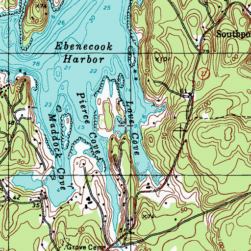 Topographic Map of Love Cove, ME