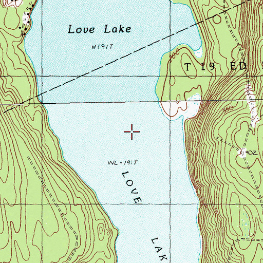 Topographic Map of Love Lake, ME