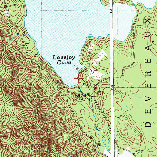 Topographic Map of Lovejoy Cove, ME