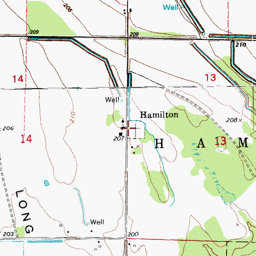 Topographic Map of Hamilton, AR