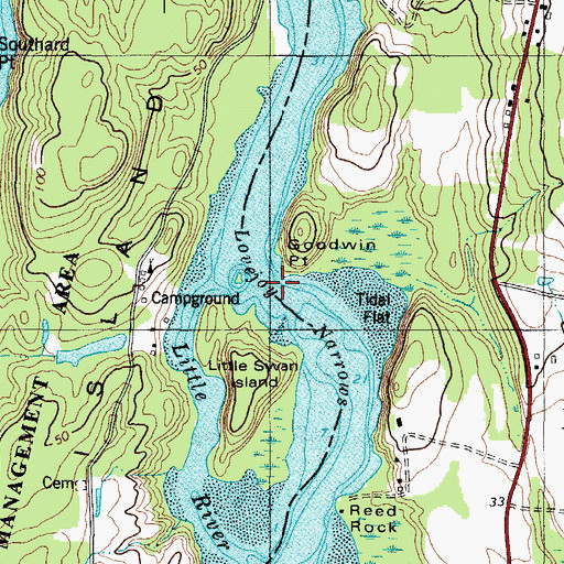 Topographic Map of Lovejoy Narrows, ME
