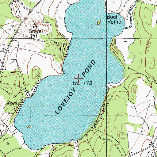 Topographic Map of Lovejoy Pond, ME