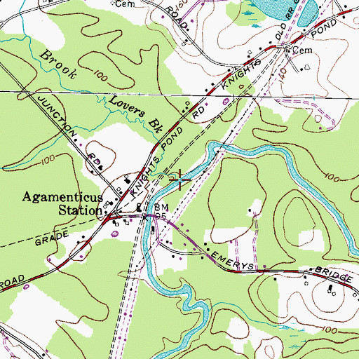 Topographic Map of Lovers Brook, ME