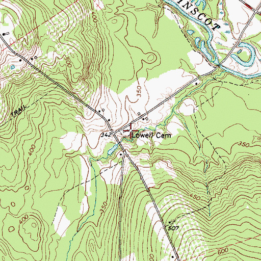Topographic Map of Lowell Cemetery, ME