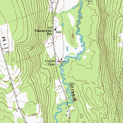 Topographic Map of Lowell Cemetery, ME