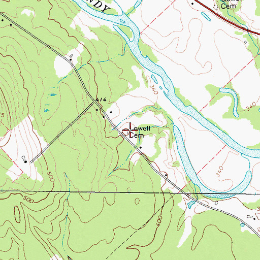 Topographic Map of Lowell Cemetery, ME