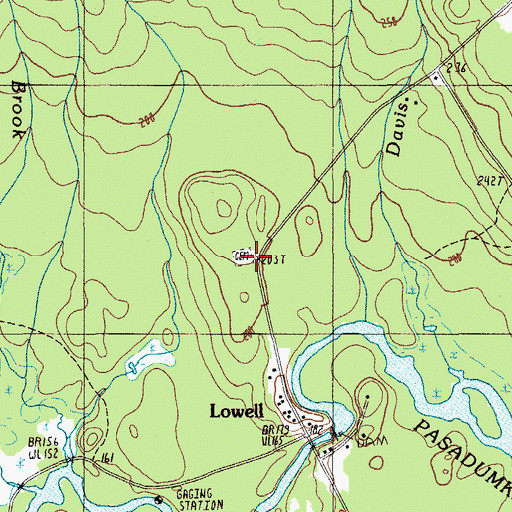 Topographic Map of Lowell Cemetery, ME