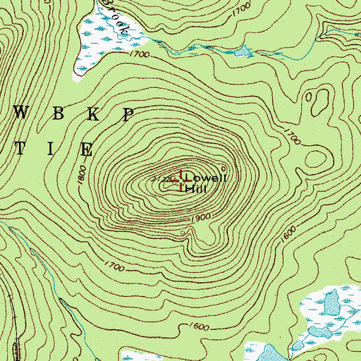 Topographic Map of Lowell Hill, ME