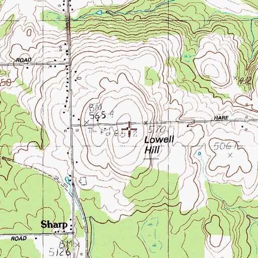 Topographic Map of Lowell Hill, ME