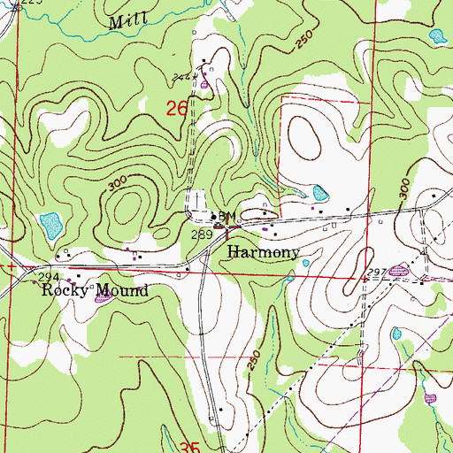 Topographic Map of Harmony, AR
