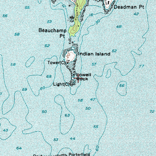 Topographic Map of Lowell Rock, ME