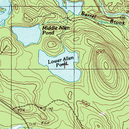 Topographic Map of Lower Allen Pond, ME