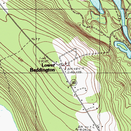 Topographic Map of Lower Beddington, ME
