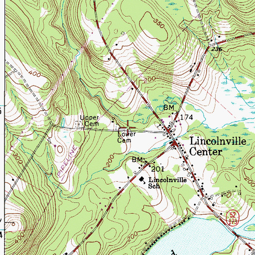 Topographic Map of Lower Cemetery, ME
