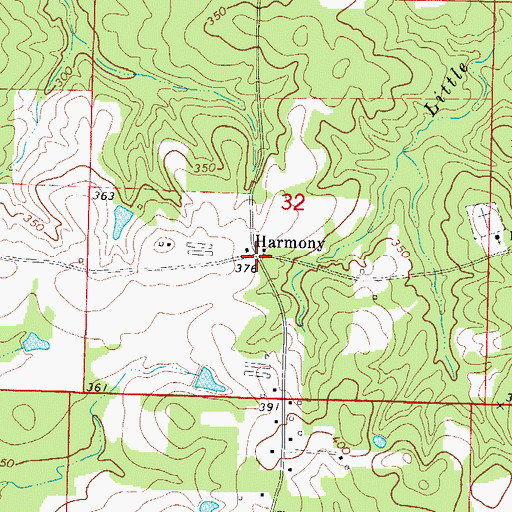 Topographic Map of Harmony, AR